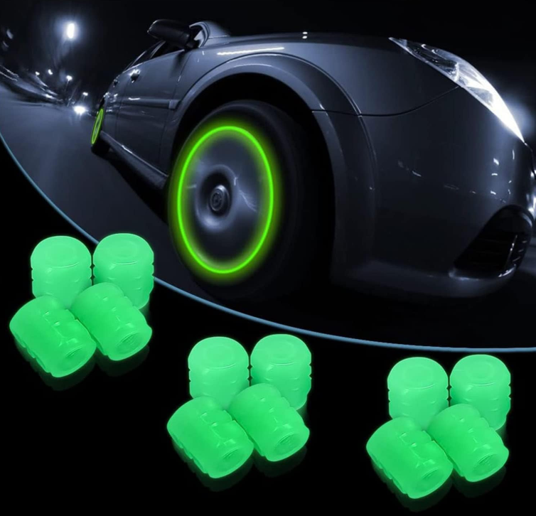 Car Luminous Tire Valve Cap (4 pcs set (Green))