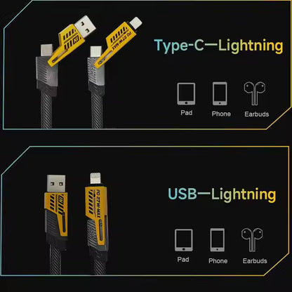 4 In 1 Multi USB PD Charging Cable (Type-C To C, C To Lightening, USB To C, USB To Lightening)